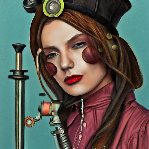 Prompt: girlgirl # girlfriendsocentric, achequary, steampunk painter jean, craiglis jean jean, highly detailed, matte painted, sharp gouache