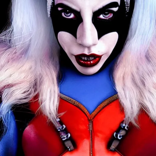 Image similar to Lady Gaga as Harley Quinn 4K quality super realistic