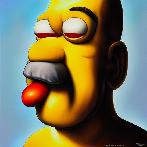 Prompt: realistic portrait of homer simpson drooling with his mouth wide open, by artgerm