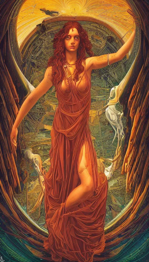 Image similar to the mystical oracle of ancient goddess venus, italian futurism, da vinci, dan mumford, josan gonzalez