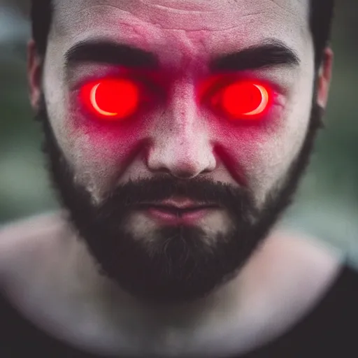 Image similar to a man with red glowing eyes