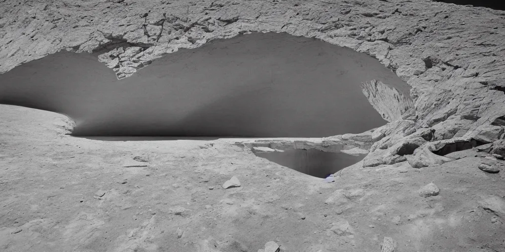 Image similar to cliff house on the edge of a moon crater designed by zaha hadid, photography