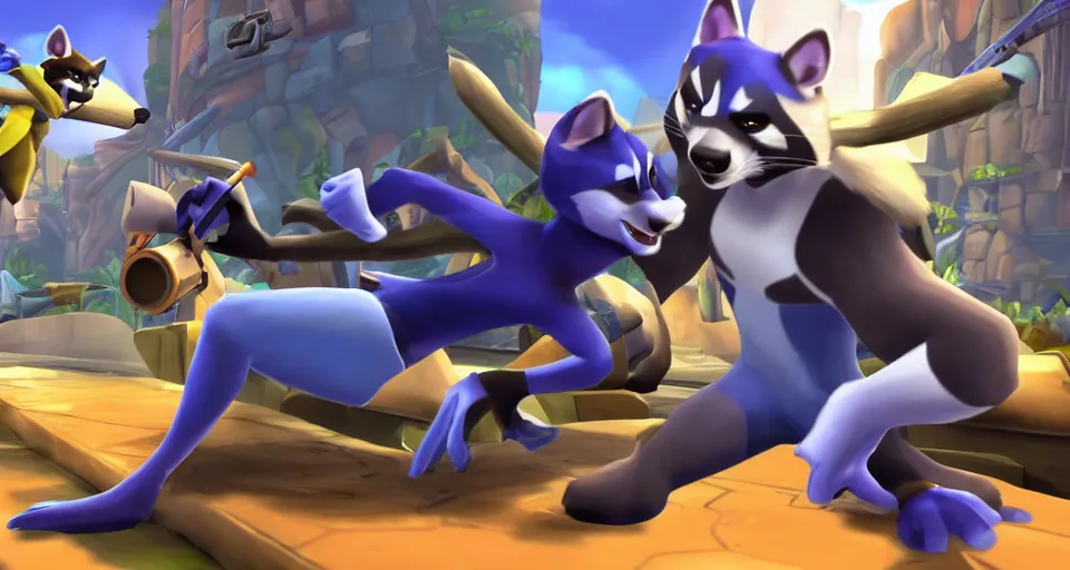 Image similar to portrait of sly cooper raccoon gameplay,