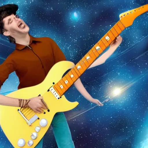 Image similar to playing guitar in space