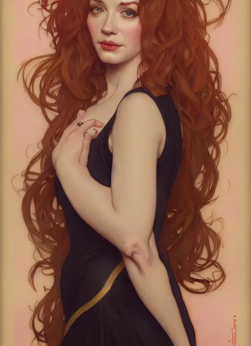 Prompt: full body portrait of christina hendricks in elegant leotard portrait by artgerm and greg rutkowski and alphonse mucha, trending on artstation, cinematic light, pastel colors, volumetric shading, high radiosity dull skin, global illumination, radiant light, soft light, soft color dodge, subsurface scattering