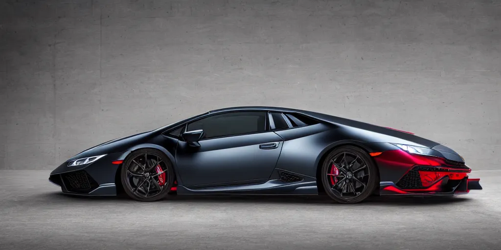 Image similar to a honda civic in the shape of lamborghini huracan car, car photography, car design