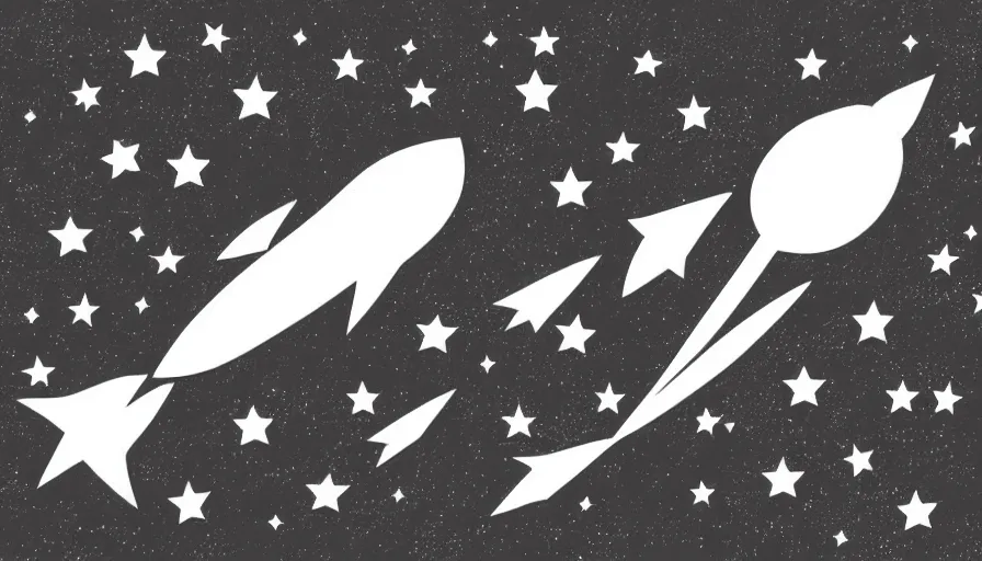 Prompt: travel to the moon with a rocket, cartoon style, black outline, on white, smooth, sharp lines, detailed