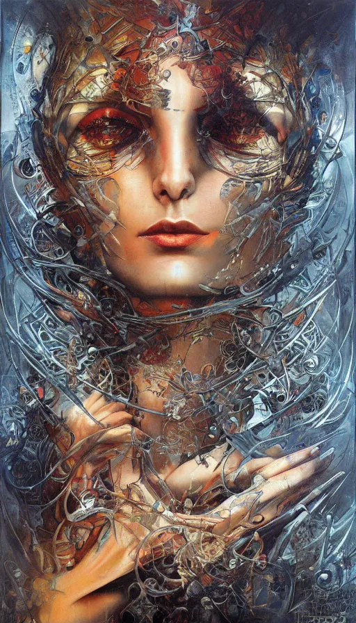 Image similar to techno artwork, by karol bak