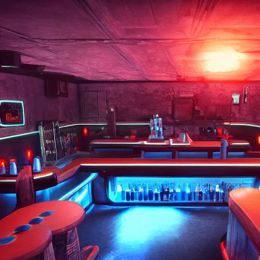 Prompt: dive bar on another planet, cinematic, epic, 4K, realism