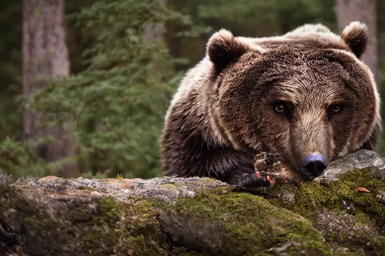 Image similar to wildlife photography of an bear owl hybrid by Emmanuel Lubezki