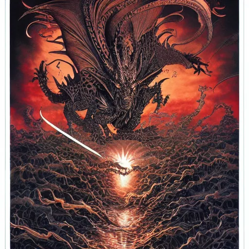 Image similar to dark dragon, by yoichi hatakenaka, masamune shirow, josan gonzales and dan mumford, ayami kojima, takato yamamoto, barclay shaw, karol bak