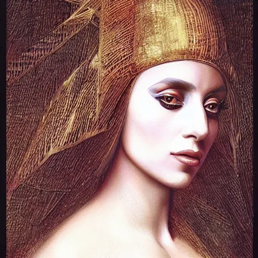 Image similar to lady gaga painted by leonardo da vinci