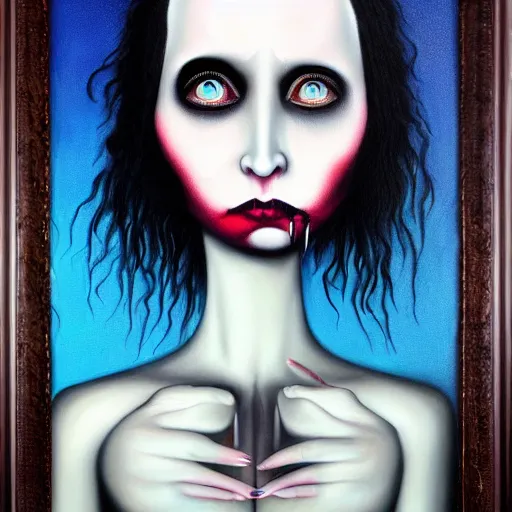 Image similar to painting in the style of mark ryden, marilyn manson crying