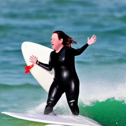 Image similar to photo of melissa mccarthy surfing a wave