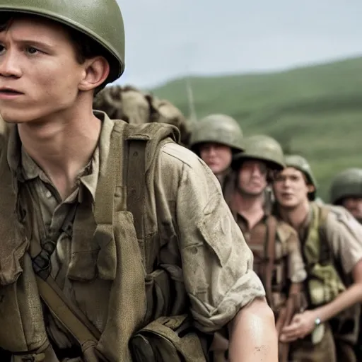 Prompt: Tom Holland starring in Saving Private Ryan