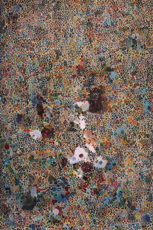 Image similar to hyperrealism with oil painting, 2 0 y. o girl in in the style dustin yellin, of yoshitaka amano, style wrapped in flowers and wired in the style of yayoi kusama, by barry lyndon ultra detailed high resolution, 8 0 s print sci fi art