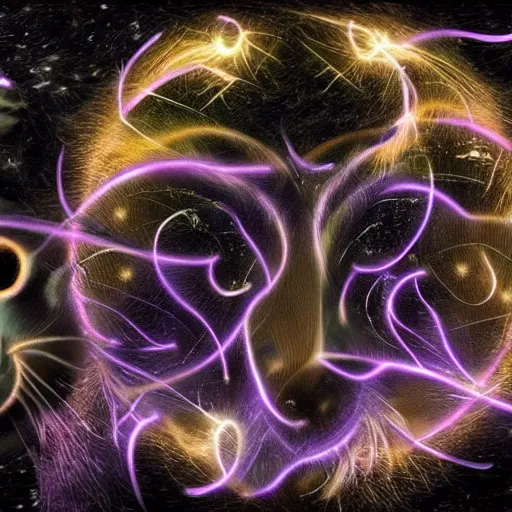 Image similar to strange attractor, but with cats in cyberspace, fantasy