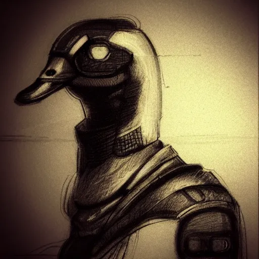 Image similar to cyberpunk duck sketch