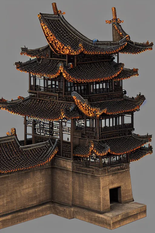 Image similar to steampunk Chinese ancient castle, fantasy, trending on ArtStation