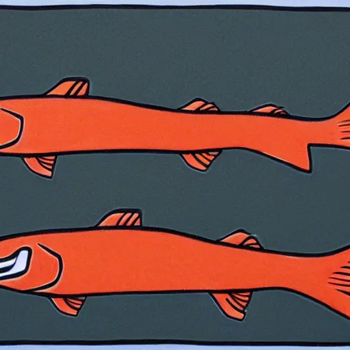 Image similar to salmon in Haida Tlingit art style