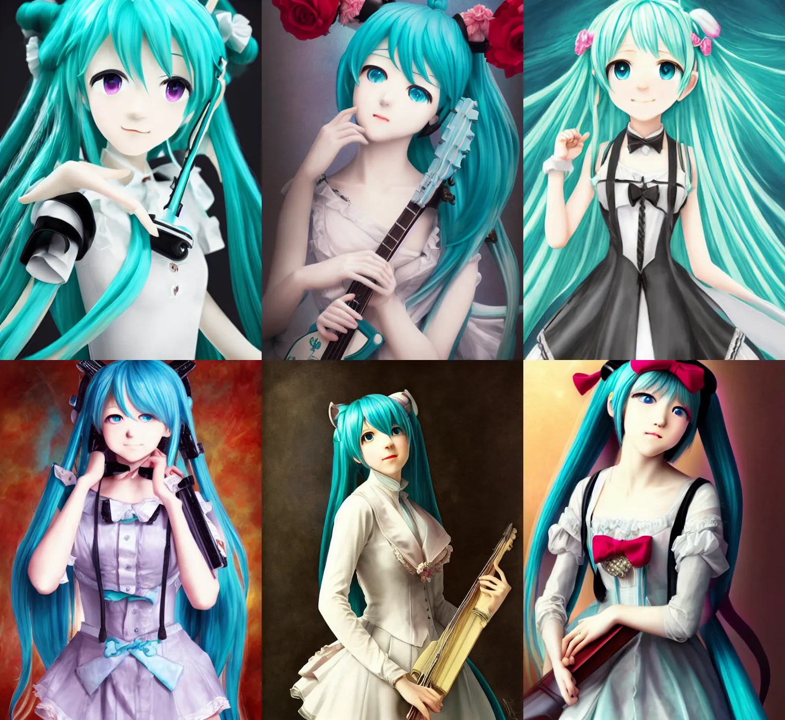 Prompt: Hatsune Miku romantic classical portrait