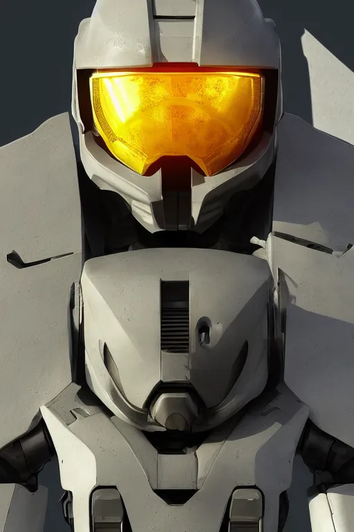 Image similar to robot ninja mask helmet halo master chief radiating a glowing aura global illumination ray tracing hdr fanart arstation by ian pesty and katarzyna da „ bek - chmiel