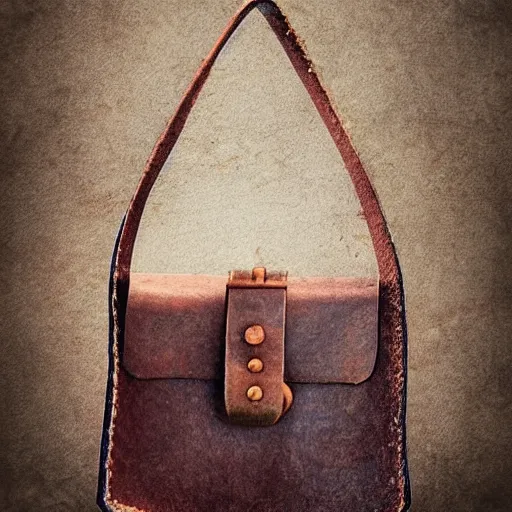 Image similar to a small leather bag, fantasy illustration, medieval era, blank background, studio lighting, digital art