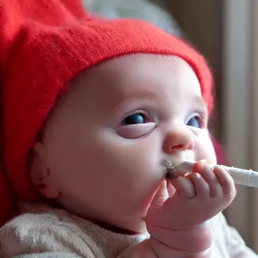 Prompt: baby smoking crack realistic