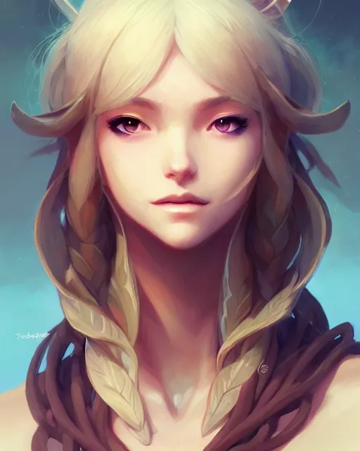 Image similar to portrait of a female druid, simple clothes, fantasy, face like ester exposito, blonde shinkai makoto studio ghibli studio key hideaki anno sakimichan stanley artgerm lau rossdraws james jean marc simonetti elegant highly detailed digital painting artstation pixiv