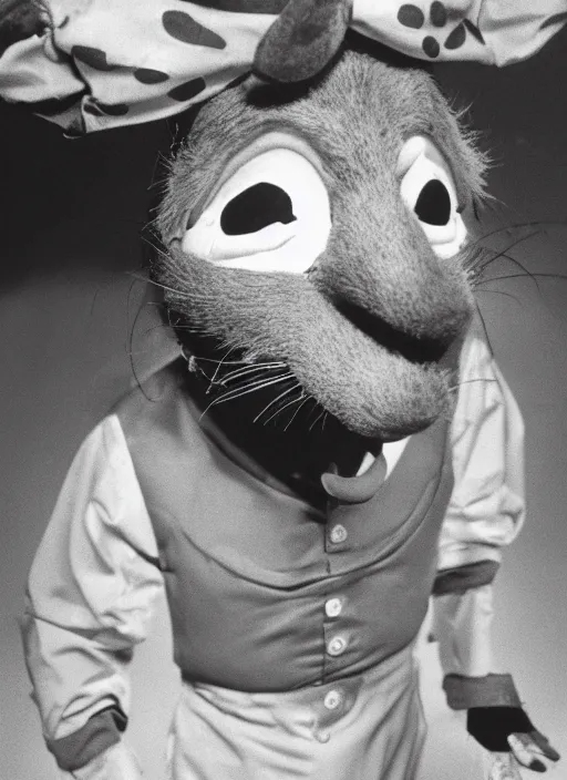 Prompt: Chuck E. Cheese mascot grainy 1980’s circus portrait of an anthropomorphic rat animatronic dressed like a clown, professional portrait HD, mouse, Chuck E. Cheese head, authentic, mouse, costume weird creepy, off putting, nightmare fuel, Chuck E. Cheese