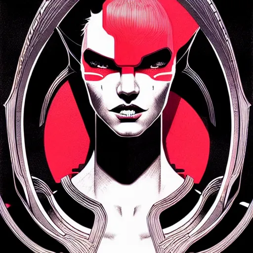 Prompt: portrait contrast light, by killian eng and joe fenton and martin deschambault and conrad roset, inspired by flash gordon, red only, etching, fine, sharp high detail,