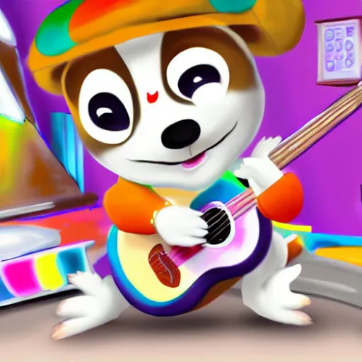 Prompt: K.K Slider concert, colorful realism digital art