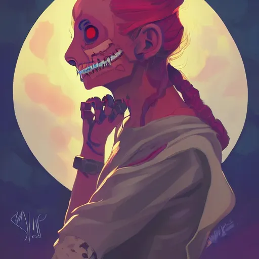 Prompt: a portrait of a girl skull face, star wars, in the style of artgerm, charlie bowater, atey ghailan and mike mignola, vibrant colors and hard shadows and strong rim light, plain background, comic cover art, trending on artstation