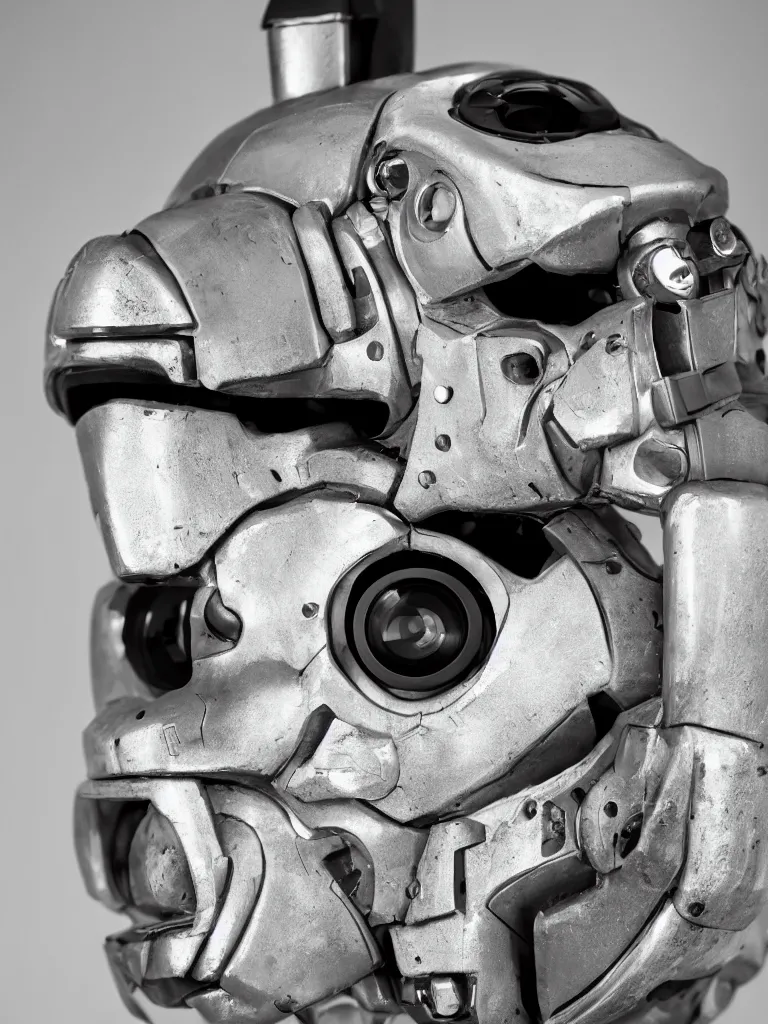 Prompt: closeup of a goofy robot head, sigma 55mm f/8