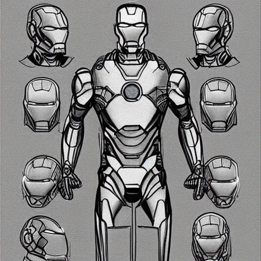 Image similar to Sketch breakdown of advanced iron man suit in leonardo da vinci style