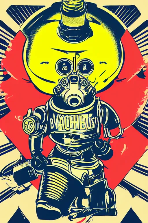 Image similar to fallout 7 6 retro futurist illustration art by butcher billy, sticker, colorful, illustration, highly detailed, simple, smooth and clean vector curves, no jagged lines, vector art, smooth andy warhol style