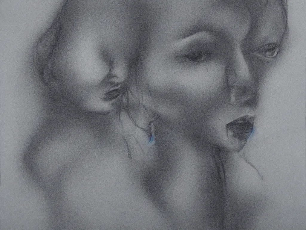 Prompt: inverted portrait, mysterious shadow dark scene graphite on canvas sketch, detailed