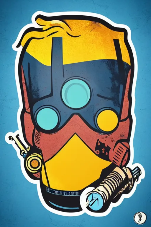 Image similar to fallout 7 6 retro futurist illustration art by butcher billy, sticker, colorful, illustration, highly detailed, simple, smooth and clean vector curves, no jagged lines, vector art, smooth andy warhol style