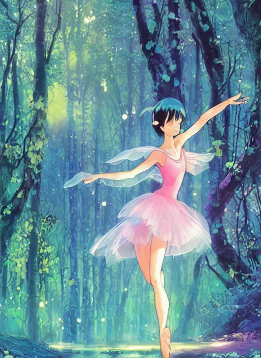 Prompt: jelly fungus forest ballerina, art by makoto shinkai and alan bean, yukito kishiro