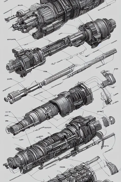 Image similar to exploded view!! aesthetically pleasant technical drawing of an open - source nuclear weapon machinery, hyperdetailed, complex, intricate, isometric, 4 k, trending on artstation