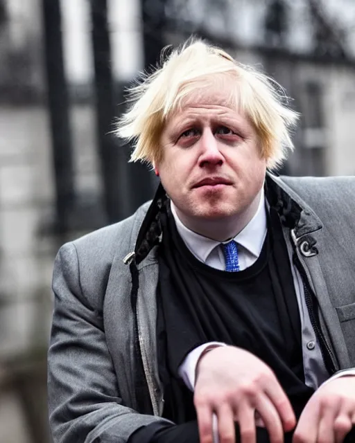 Prompt: Photo portrait of Boris Johnson as a soundcloud rapper with face tattoos