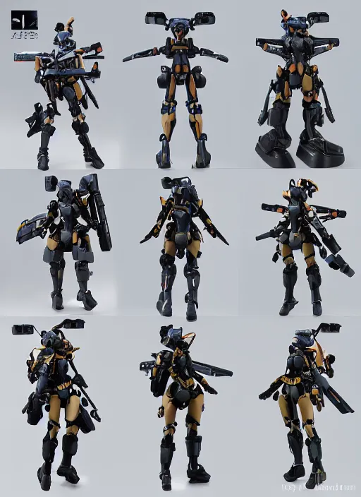 Image similar to toy design,mecha Armor, portrait of the action figure of a girl, girls frontline style, anime figma figure, studio photo, flight squadron insignia, realistic military gear, 70mm lens,