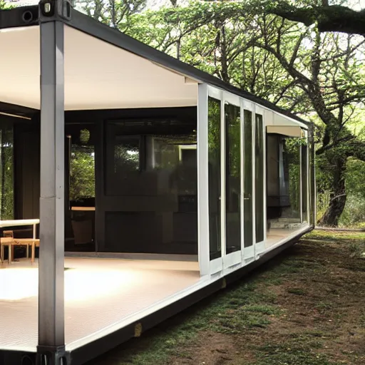 Image similar to luxury! shipping container! house!!! designed by ludwig mies van der rohe!