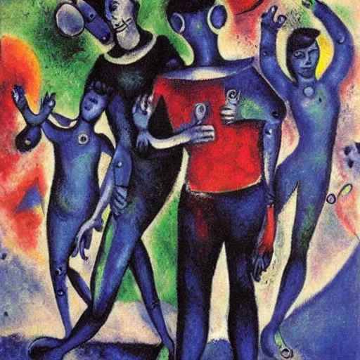 Image similar to cyborgs by marc chagall