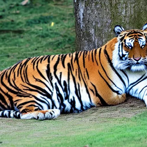 Prompt: photo of tiger sleeping