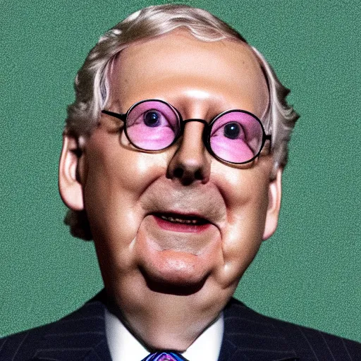 Image similar to the melting slimy face of villain mitch mcconnell flesh monster. horror film photograph.