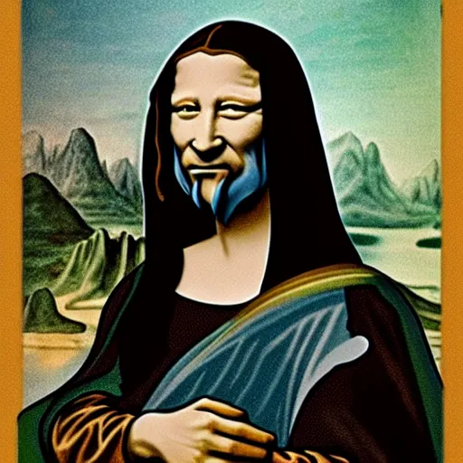 Image similar to gandalf drawn as the mona lisa