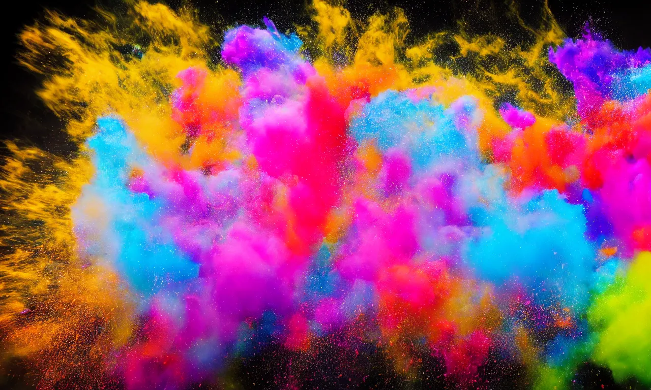 Prompt: colorful powder explosion, multi - colored, studio shot, photorealism, photography hd wallpaper, 4 k