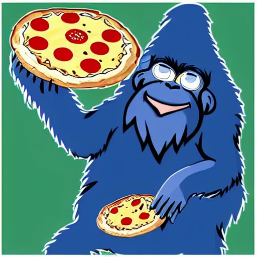 Image similar to friendly wizard yeti eating pizza