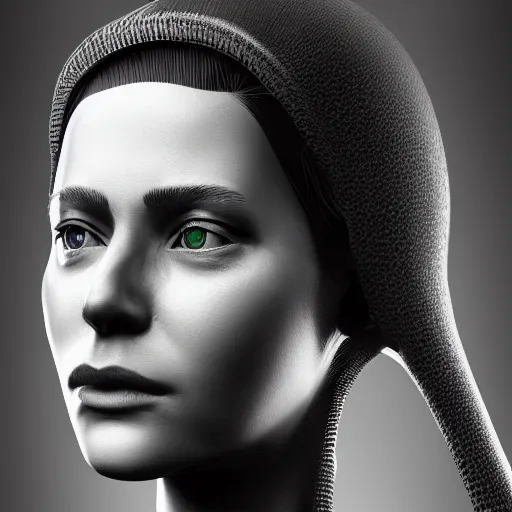 Image similar to portrait of a woman heavily modified by bionics, high detail, 4 k